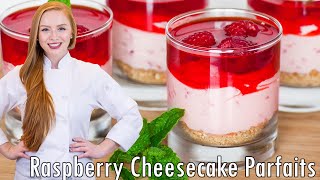 NOBAKE Raspberry Cheesecake Parfaits  AMAZING With Jello Topping [upl. by Byler]