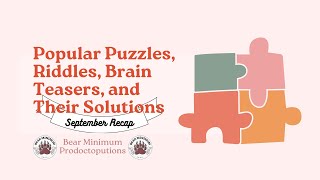 Compilation of Puzzles Riddles and Tricks to Solve for September [upl. by Eirrek]