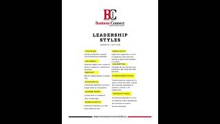 Leadership styles  Business Connect Magazine  leadership businessnews [upl. by Orfurd]