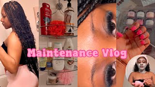 300 maintenance vlog  boho box braids cluster lashes dip powder nails amp etc 🎀 [upl. by Eceryt]