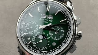 Patek Philippe 5270P Perpetual Calendar Chronograph Green Dial 5270P014 Watch Review [upl. by Einahpats]