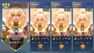 TOP GLOBAL BEATRIX NEW 1 HIT BUILD AND EMBLEM 2024 must try [upl. by Parthenia434]