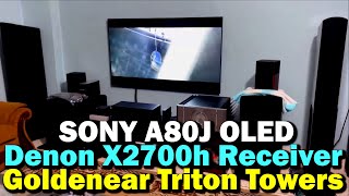 Sony A80j OLED TV  Home Theater Setup In Home  Goldenear Triton Reference speakers  Denon X2700h [upl. by Carboni]