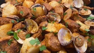 Carne de Porco à Alentejana  Portuguese Dish with Pork Clams and Potatoes [upl. by Coe]