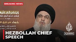 Hezbollah chief Hassan Nasrallah gives Gaza speech [upl. by Ivanah147]