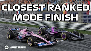 F1 23 Ranked Closest Race Finish Ive Seen  No Assists Cockpit View [upl. by Kcirddehs404]