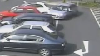 Parking fail Driver smashes into cars after unintentionally accelerating [upl. by Odraboel896]