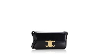 Celine Shiny Calfskin Claude Triomphe Shoulder Bag Black [upl. by Adimra]