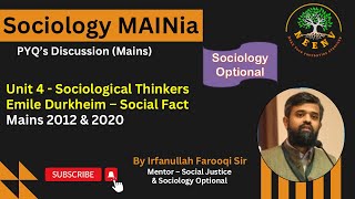 Emile Durkheim  Social Fact  PYQ 2012 amp 2020  Sociology Optional MAINia  Irfan Sir  NeenvIAS [upl. by Hanaj]