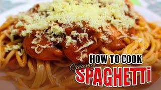 HOW TO COOK SPAGHETTI Creamy Filipino Style [upl. by Garrett183]