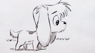 How to Draw a Cute Cartoon Dog Step by Step [upl. by Elbertina]