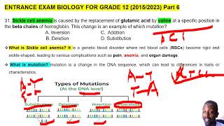 ENTRANCE EXAM PART 6 GRADE 12 BIOLOGY GRADE 2015 EC [upl. by Noslien]