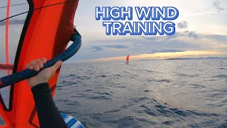 Windsurf IQfoil Winter Training High Wind  1525 knots iqfoil iqfoildaily windsurf windfoil [upl. by Ahsilac872]