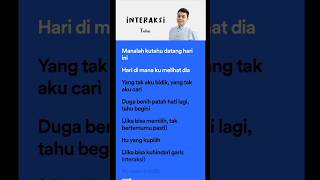 Lagu Interaksi  Tulus Lirik lyrics liriklagu shorts [upl. by Elnora]