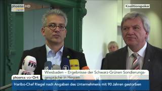 Hessen Bouffier CDU und AlWazir Grüne zu Sondierungsgesprächen am 15102013 [upl. by Nylear]