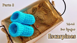 Patrón tutorial Escarpines botitas zapatitos bebes Dos Agujas Tricot  Palitos Parte 2 de 2 [upl. by Onilecram845]