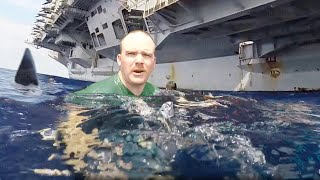 What Happen When Sharks Swim Too Close to US Aircraft Carrier and Ships [upl. by Carline423]