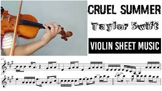 Free Sheet  Cruel Summer  Taylor Swift  Violin Sheet Music [upl. by Balough110]