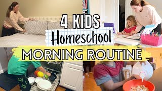 MOM OF 4 MORNING ROUTINE  4 Kids Homeschool Morning Routine [upl. by Ligetti]