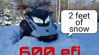 2021 SkiDoo 600 efi mxz in deep snow [upl. by Prissy]