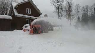 530 RESERVED Kubota LX2610 Compact Tractor ONLY LX2980 Snow Blower Clearing snow  Parking Lot [upl. by Ogg]