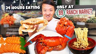 9am FRESH Lobster amp Crab Breakfast 24 Hours Eating ONLY at 99 Ranch Chinese Market [upl. by Zerat]