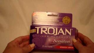 Trojan Her Pleasure Sensations Spermicidal Condoms  Inside the Box [upl. by Eseeryt]