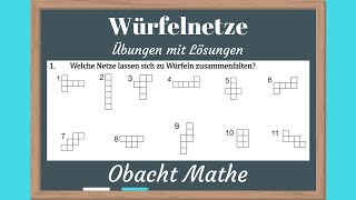 Würfelnetze  Übungen mit Lösungen  Körper  ObachtMathe [upl. by Trip]