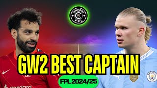 BEST GW2 FPL CAPTAIN 🤖  Fantasy Premier League Tips 2425 [upl. by Gillman]