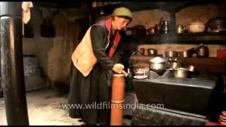 Making butter tea  A Tibetan speciality [upl. by Ennaylloh688]