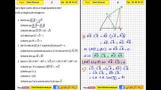 02 Produit Scalaire Correction Exercice 3ème Science  Math [upl. by Sidhu185]