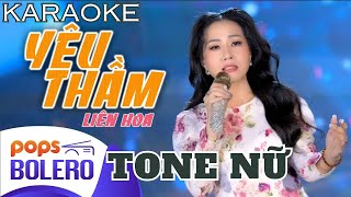 KARAOKE CÀ PHÊ Yêu Thầm st Ngọc Sơn  Ca sĩ Liên Hoa  tone Nữ [upl. by Asle]