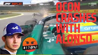 Esteban Ocon CRASHES AND Blames Fernando alonso Brazilian GP 2023 Sprint [upl. by Irek]