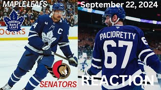 Quick Reaction Leafs vs Senators 22 September 2024 Preseason [upl. by Nadiya856]