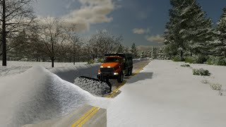 Fs22  snowplowing on aj deere map with my new steering wheel [upl. by Namsu]