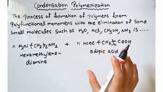 Condensation polymerization introduction to polymer chemistry class 12 [upl. by Lavena483]