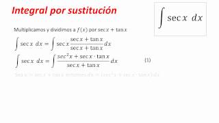 Integral por sustitución  Integral de Secx  Secante de x [upl. by Fin]