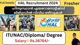 HAL NonExecutive Recruitment 2024  Central Govt Jobs Malayalam  HAL Latest Job Vacancies [upl. by Collie]