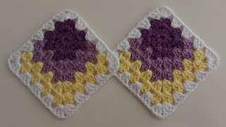 ÜÇ BOYUTLU HANIM DİLENDİ KARE MOTİF YAPILIŞI  GRANNY SQUARE  MOTİFLİ ÖRGÜ BATTANİYE MODELLERİ [upl. by Riha777]