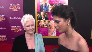 The Second Best Exotic Marigold Hotel Judi Dench amp Tina Desai NYC Premiere Interview  ScreenSlam [upl. by Arahahs]