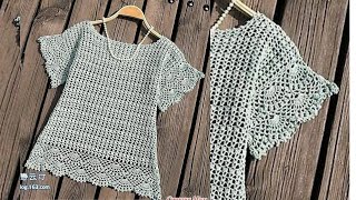 como tejer a crochet blusa elegante ligera y muy facil de realizar [upl. by Placidia505]