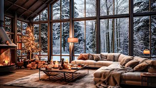 ❄Snowfall in Forest in Living Room with Relaxing Fireplace Sounds  Cozy Ambience for Work and Study [upl. by Phila]