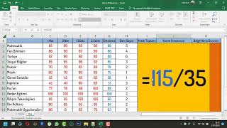 Excelde Karne Ortalaması Hesaplama  Sizde Kendi Notunuzu Hesaplayın [upl. by Everick]