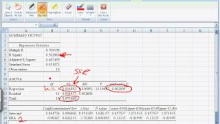 Excel Walkthrough 4  Reading Regression Output [upl. by Varick842]