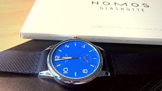 First Look At The Nomos Club Automatic Date Siren Blue [upl. by Ellerey]