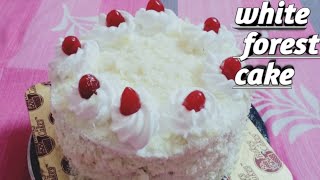 White forest cake how to make white forest cake at home no oven sanukitchen [upl. by Annayek]