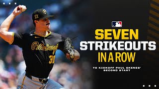 Paul Skenes strikes out SEVEN STRAIGHT batters to begin his second start for the Pirates [upl. by Azenav9]