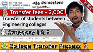 College Transfer Process  Anna University  UG amp PG  category of colleges  Dote [upl. by Adnarym]