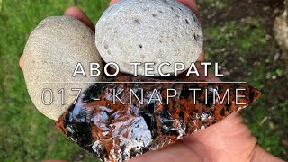 017 Practicing Abo hammerstone amp antler Knapping a Tecpatl from a TriFlow Obsidian Spall tecpatl [upl. by Hinman]