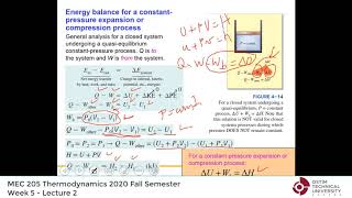 Thermodynamics by Yunus Cengel  Lecture 12 quotChap 4 Specific heats ideal gas energy analysisquot [upl. by Snell]